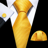 Funki Buys | Neckties | Men's 3 Pcs Yellow Luxury Formal Tie Set