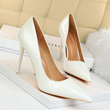 Women's Formal Mid-Heel Nude Scarpins - White - 10.5cm - Formal Stilettos - 43 B - PU Patent Leather - image 32