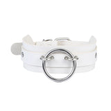 Women's Cosplay Punk Goth Collars - White 2 - Ring / Punk Gothic Choker - Medium - PU Leather - image 18