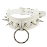 Unisex Rings Spikes Choker Necklace - White - Rings Choker Necklace - PU Leather - image 13