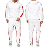 Men's 2pcs Hooded Sports Track Suits - White - Sweat Pant Set - XXXL - Polyester - image 9