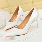 Women's Formal Mid-Heel Nude Scarpins - Nude - 10.5cm - Formal Stilettos - 43 B - PU Patent Leather - image 16