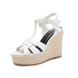 Women's Cross Plait High Wedge Sandals - White - Wedge Plait Sandals - 43 B - PU Leather - image 39
