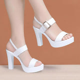 Women's High Chunky Platform Sandals - Black - Platform Sandal - 43 B - PU Leather - image 20