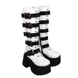 Women's Harajuku Wide Buckle Boots - Black - Matte / Cross Boots - 46 B - PU Leather - image 13
