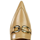 Women's Low Pointed Toe Buckle Pumps - Brown - Pumps - 40 B - PU Leather - image 37