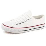 Women's Casual Flat Canvas Sneakers - White/Red - Sneakers - 43 B - Canvas - image 16