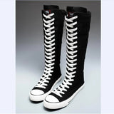 Women's High Top Lace Up Canvas Boots - Black - 1 - Tall Canvas Sneaker - 43 B - Canvas - image 28