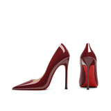 Women's Luxury Patent Leather Stilettos - Burgundy - 12cm - 43 B - Genuine Patent Leather - image 13