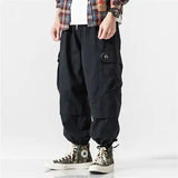 Men's Loose-Fitting Cargo Track Pants - Black - 5XL - Polyester - image 19