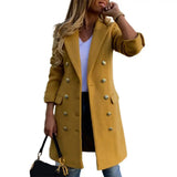 Women's Military Style Buttoned Overcoat - Yellow - Women's Jacket - XXXL - Polyester - image 29