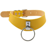 Women's Cosplay Dog Collar Choker - Yellow - Circle Choker - Medium - PU Leather - image 17