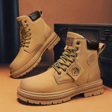 Men's High Top Boots Leather Work Boots - Yellow - 0229  / Work Dress Boot - 48 B - PU Leather - image 2