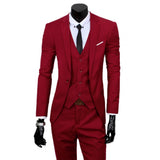 Men's Classic 3 Pcs Formal Wedding Suit - Wine Red - Suit - 6XL - Polyester - image 2