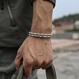 Men's Women's 2 Tier Twist Bracelet - Silver Color - Unisex Bracelet - Medium - Stainless Steel - image 5