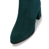 Women's Thigh High Square Mid Heel Boots - Green - Over Knee Boots - 17 B - PU Suede Leather - image 8