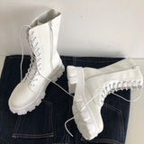 Funki Buys | Boots | Women's Lace-up Chunky Combat Boots - Black - Ankle / With Plush Inner / 43 B / PU Leather - image 6