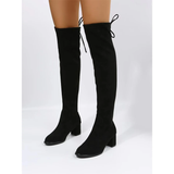 Women's Thigh High Square Mid Heel Boots - Green - Over Knee Boots - 17 B - PU Suede Leather - image 27
