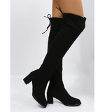 Women's Thigh High Square Mid Heel Boots - Green - Over Knee Boots - 17 B - PU Suede Leather - image 19