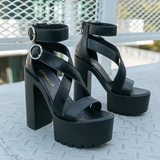 Women's High Gothic Platform Sandals - Black - Gothic Gladiator Sandals - 42 B - PU Leather - image 20