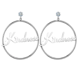 Custom Name Phrase Initial Drop Earring - Silver - 1 / Style1 / Silver Color - Stone Size 25mm - Stainless Steel - image 18