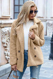 Women's Full Lapel Collar Sherpa Coat - Khaki - Sherpa Coat - 5XL - Polyester - image 3