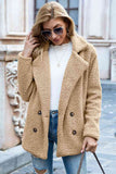 Women's Full Lapel Collar Sherpa Coat - Khaki - Sherpa Coat - 5XL - Polyester - image 4