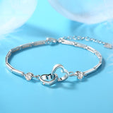 Women's Double Heart Silver Bracelet - Silver - Double Heart Bracelet - Medium - Sterling Silver Plated - image 7