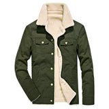 Men's Washed Thick Fleecy Winter Jacket - Army Green - Fleecy Jacket - 6XL - Cotton - image 9