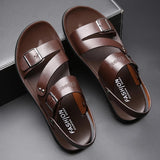 Men's Summer Fashion Leather Sandals - Brown - Sandals - 48 B - PU Leather - image 2