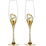 Wedding Champagne Flutes Cake Set x 4 - Clear - 4 Pcs Gold Set - Medium - Crystal - image 5