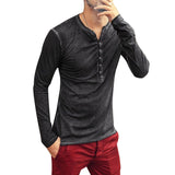 Men's Casual Long Sleeve V-Neck Tee Shirt - Wine Red - Long Sleeve Tee Shirt - 5XL - Polyester - image 16