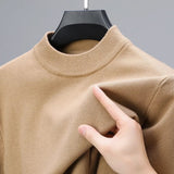 Men's Aesthetic Mock Neck Sweaters - Cream - Mock Neck Sweater - 4XL - Cashmere/Polyester - image 16
