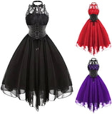 Women's Gothic Punk Lace Party Dress - Black - Dress - 5XL - Lace + Polysester - image 4