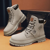 Men's High Top Boots Leather Work Boots - Yellow - 0229  / Work Dress Boot - 48 B - PU Leather - image 8