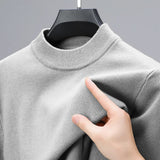 Men's Aesthetic Mock Neck Sweaters - Light Gray - Mock Neck Sweater - 4XL - Cashmere/Polyester - image 13