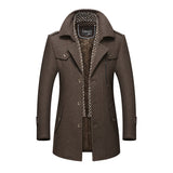 Men's Long Winter Warm Lined Dust Coat - Brown - Long Dust Jacket - 4 XL - Polyester - image 2