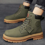 Men's High Top Boots Leather Work Boots - Yellow - 0229  / Work Dress Boot - 48 B - PU Leather - image 4