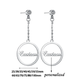 Custom Name Phrase Initial Drop Earring - Silver - 1 / Style1 / Silver Color - Stone Size 25mm - Stainless Steel - image 11