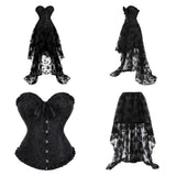 Women's Black Victorian Corset Dress - Black - 1 / Corset + Skirt - 6XL - Polyester Lace - image 11