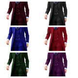 Men's Slim Fit 3 Pcs Formal Suit Tails Jacket - Burgundy - 3 Piece Suit Long Coat - 6XL - Polyester - image 7