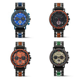 Men's Wooden Quartz Wrist Stop Watch - Blue/Black - E03-1 / Wood Watch - Wood/Stainless Steel - image 2