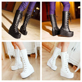 Women's High Platform Gothic Wedge Boot - Black - Platform Wedges - 12 B - PU Leather - image 21