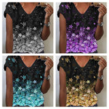 Women's Floral Print V-Neck Tunic Top 6XL - Blue - Floral Print Tunic Top - 6XL - Polyester/Chiffon - image 26