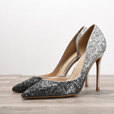 Women's Elegant Glitter Wedding Shoes - Black - Glitter Wedding Heels - 43 B - PU Leather - image 42
