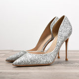 Women's Elegant Glitter Wedding Shoes - Black - Glitter Wedding Heels - 43 B - PU Leather - image 37