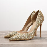 Women's Elegant Glitter Wedding Shoes - Black - Glitter Wedding Heels - 43 B - PU Leather - image 34
