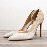 Women's Elegant Glitter Wedding Shoes - Black - Glitter Wedding Heels - 43 B - PU Leather - image 44