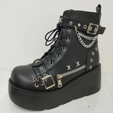 Women's New Gothic Style Platform Boots - Black - 1 - Patent - Boots - 10 B - PU Leather - image 2