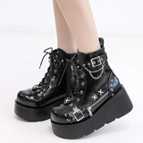 Women's New Gothic Style Platform Boots - Black - 1 - Patent - Boots - 10 B - PU Leather - image 1